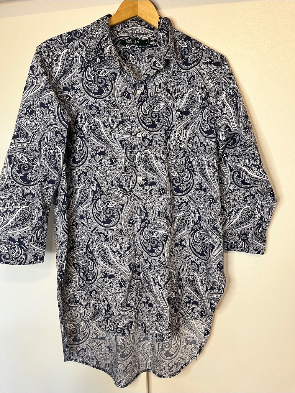 Ralph Lauren Navy & White Paisley Button-Down Shirt